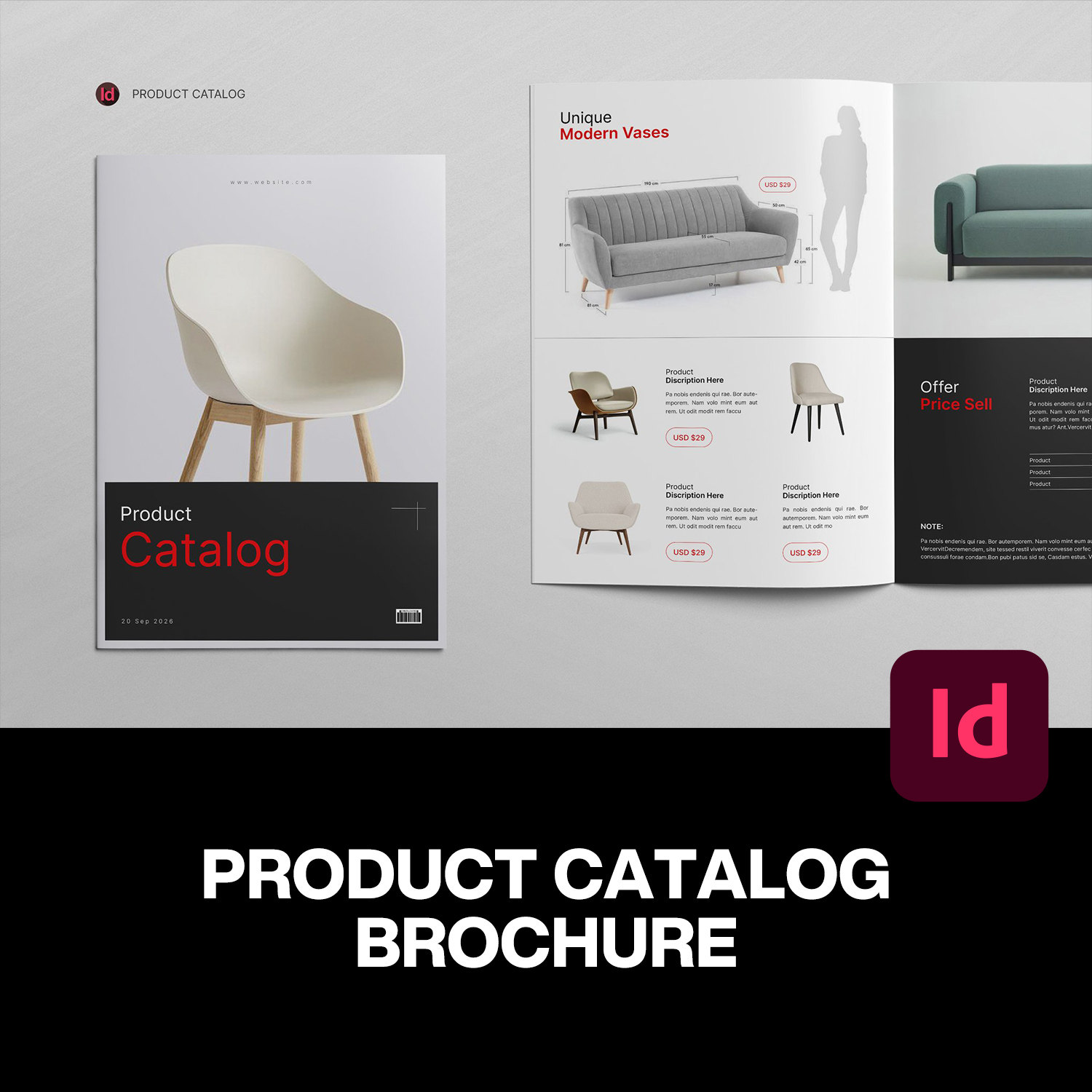 20页竖版A4现代简约家居软装画册目录产品手册排版设计id版式模板