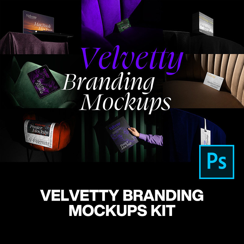 24款复古质感光影名片吊牌标签单页iPad笔记本设计作品贴图ps样机