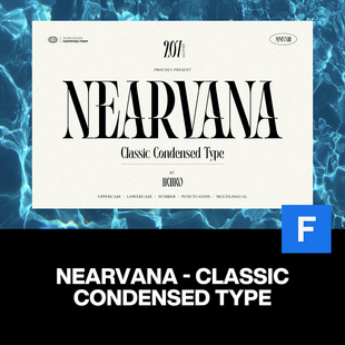 Nearvana经典优雅时尚品牌logo杂志封面排版标题衬线浓缩英文字体