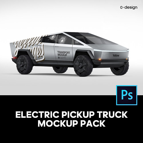 特斯拉电动皮卡cybertruck汽车车身图案设计贴图ps样机素材模板