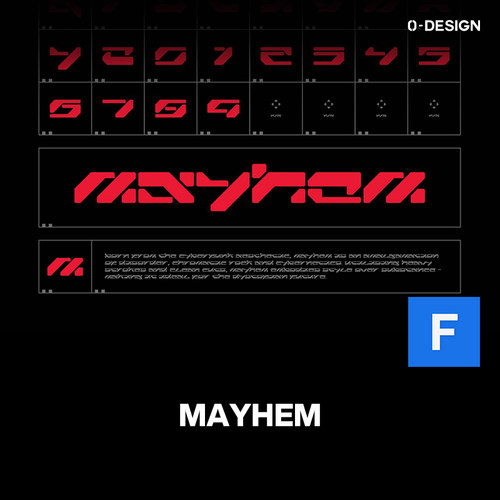 Mayhem潮流复古赛博朋克科幻机能游戏电竞logo海报标题英文字体