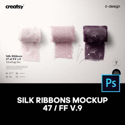 亚麻丝带小样面料布料卷轴纹样印花图案设计贴图ps样机素材模板