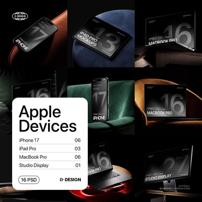 暗调奢华iPhone手机iPad平板MacBook笔记本电脑软装UI贴图Ps样机
