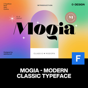 Mogia现代经典 饰英文字体 品牌logo杂志海报封面标题请帖衬线装