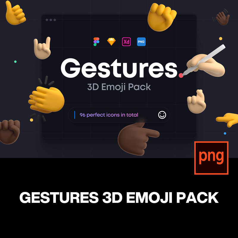 创意卡通3d立体手指手势emoji表情包png免抠图片插图插画设计素材