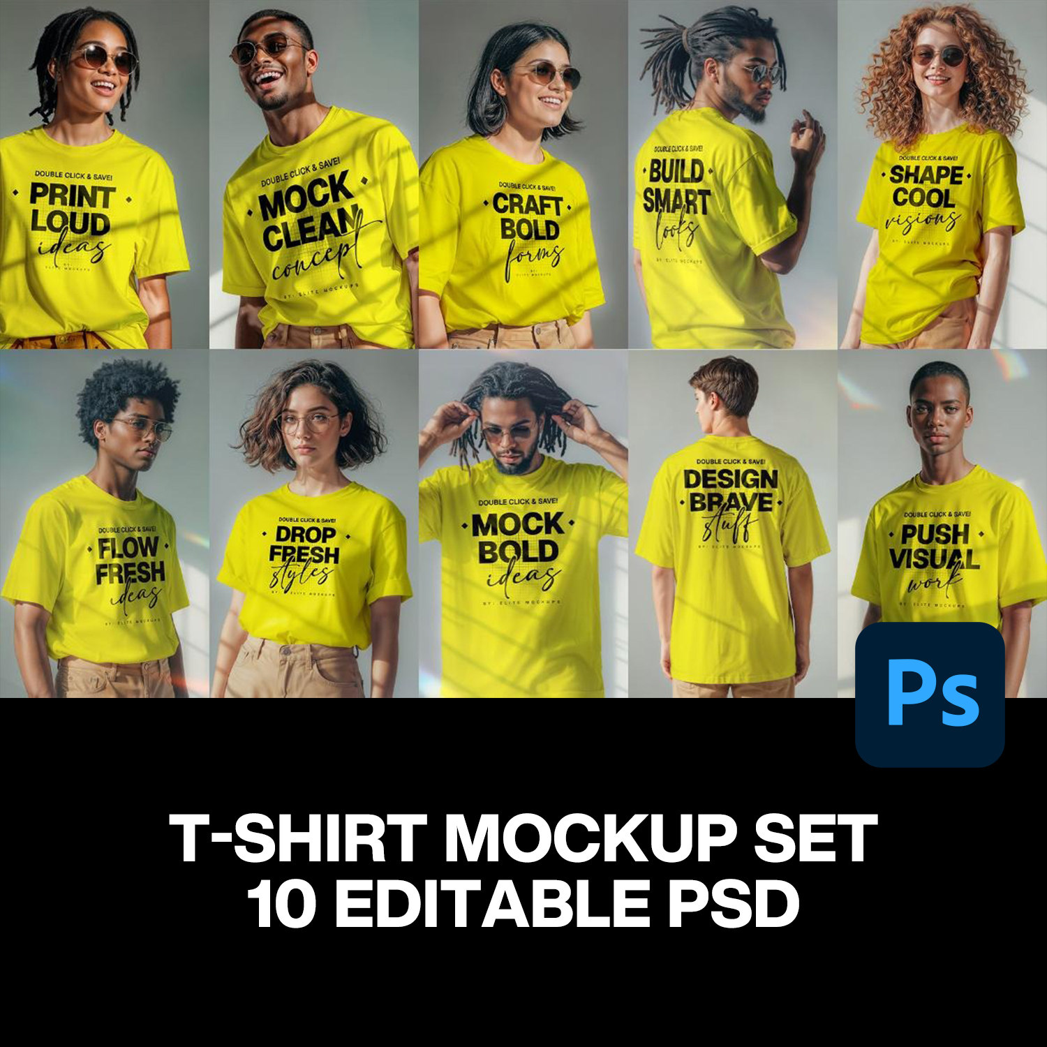 潮牌网红模特短袖T恤上衣PS样机