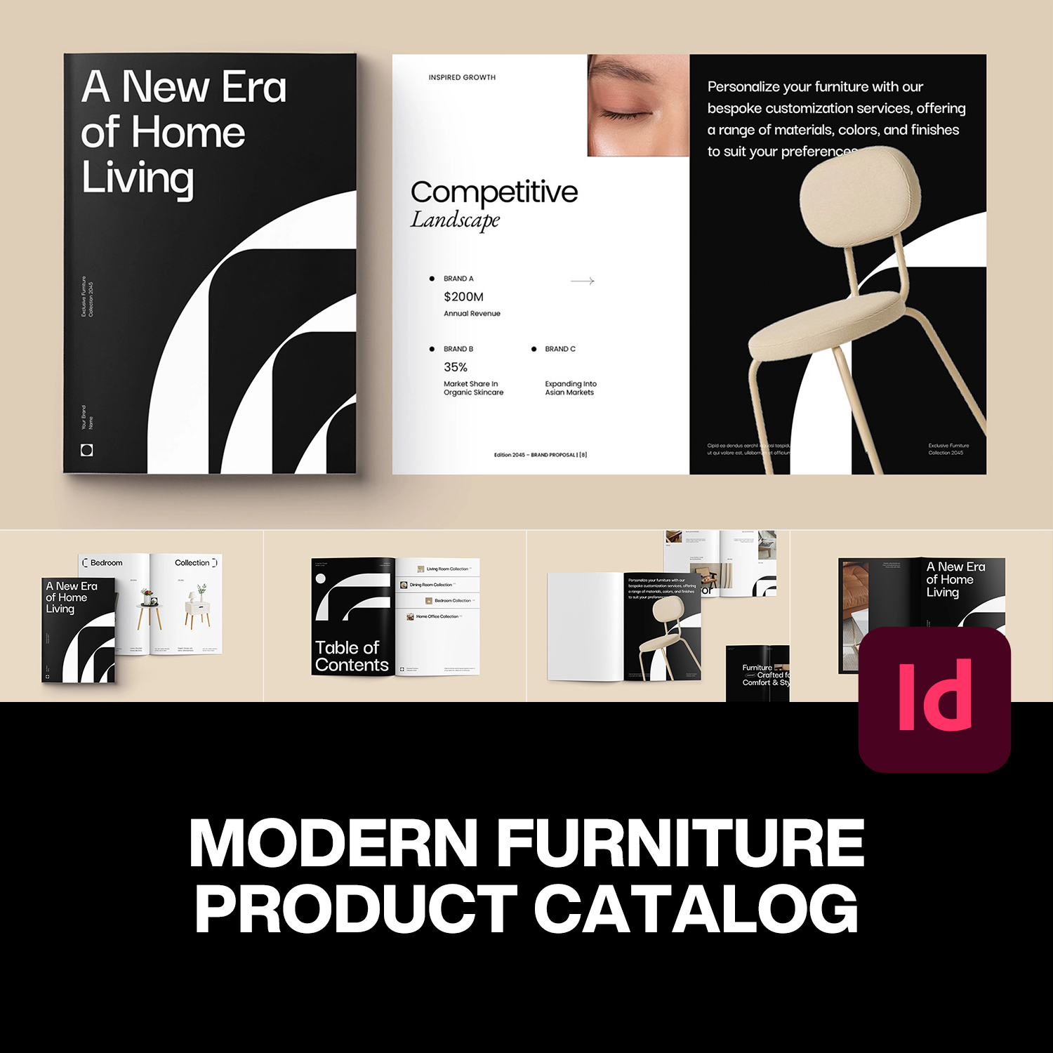 24页A4竖版现代家居室内设计家具图册产品手册作品集版式排版模板