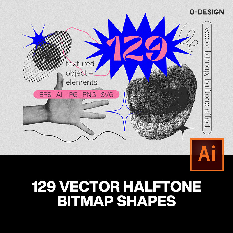 129款艺术潮流复古潮牌半调像素风海报背景底纹ai设计素材源文件