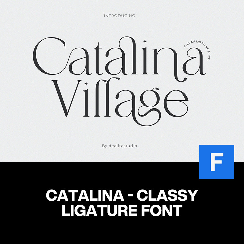 catalina时尚优雅连笔字经典美妆品牌标识海报封面标题英文字体包