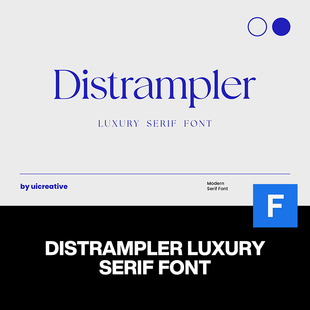 Distrampler现代优雅高级时装品牌logo杂志封面标题衬线英文字体