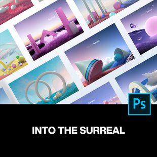 15款梦幻超现实主义科幻3D几何图形抽象艺术主视觉海报设计ps素材