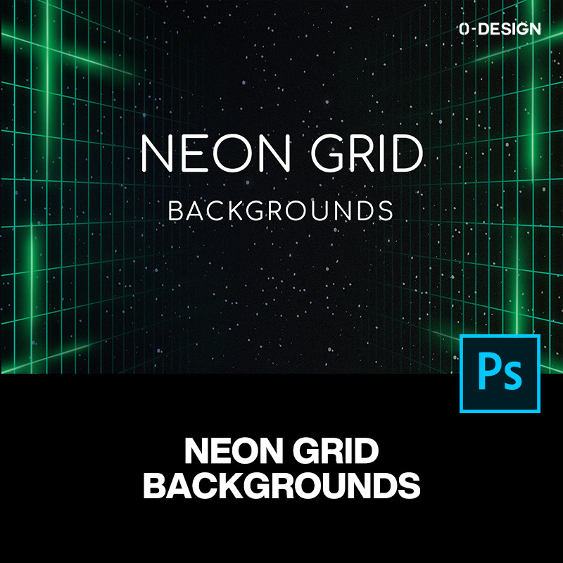 潮流复古霓虹灯赛博朋克格栅网格未来科幻海报背景底纹ps设计素材