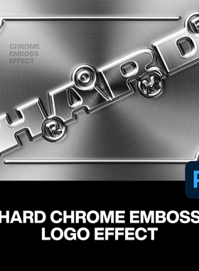 3D金属不锈钢冲压浮雕压印硬铬电镀凹凸商标logo立体字ps特效样机
