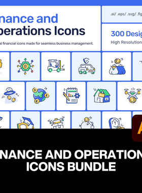 300款商业金融财务运营投资理财交易财报ai手绘icon图标素材合集