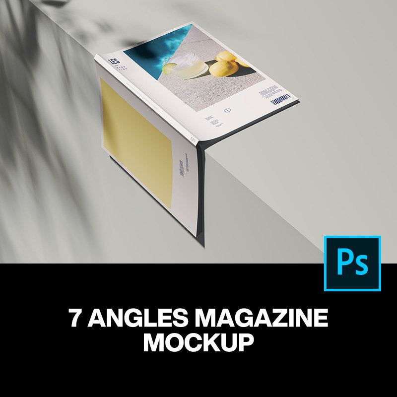 7款文艺光影杂志画册封面内页设计作品贴图ps样机素材展示效果