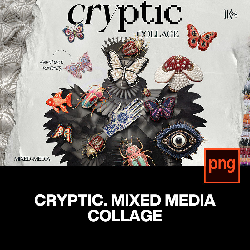 潮流复古抽象艺术神秘手工艺品织唛刺绣装饰拼贴png免扣图片素材