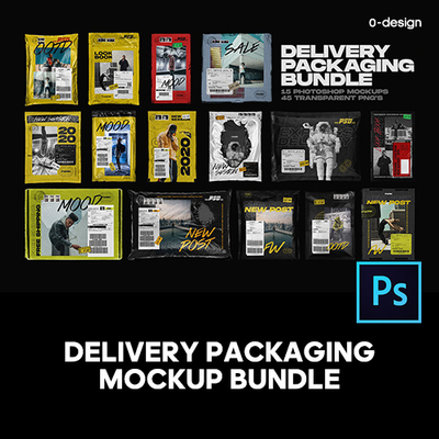 复古潮流褶皱街头做旧快递包裹标签设计作品贴图ps样机素材合集