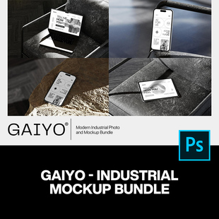 25款工业风iPhone手机iPad页面设计贴图ps样机素材空间展示效果图