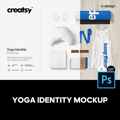 瑜伽垫运动健身器械装备服装品牌VI应用设计作品贴图ps样机素材