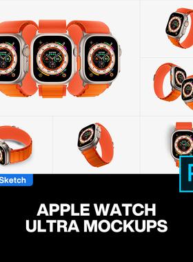 Apple Watch Ultra苹果智能手表广告ui设计ps样机素材展示效果图