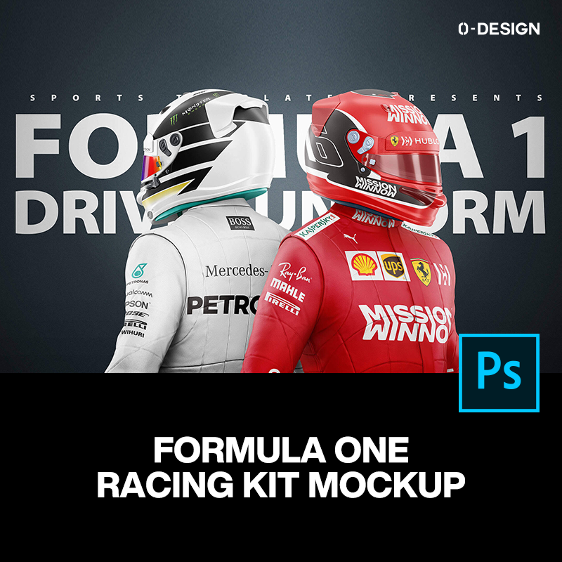 一级方程式赛车手比赛服装头盔设计贴图ps样机素材展示效果模板