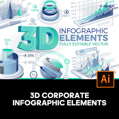 30款Infographic立体3D大数据分析统计图表ai矢量设计素材源文件