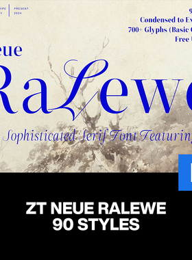 90款Neue Ralewe经典奢华现代品牌标识广告海报衬线英文字体家族