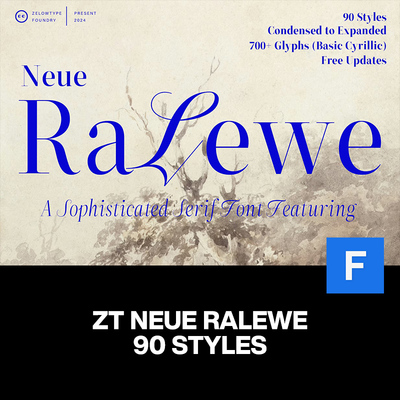 90款Neue Ralewe经典奢华现代品牌标识广告海报衬线英文字体家族