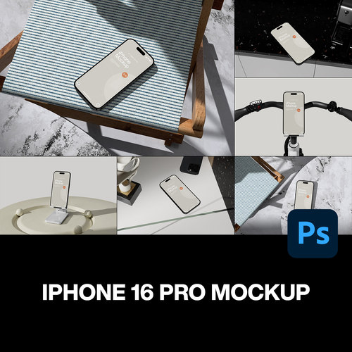8款iPhone16苹果手机UI设计作品实拍场景展示效果图ps样机素材