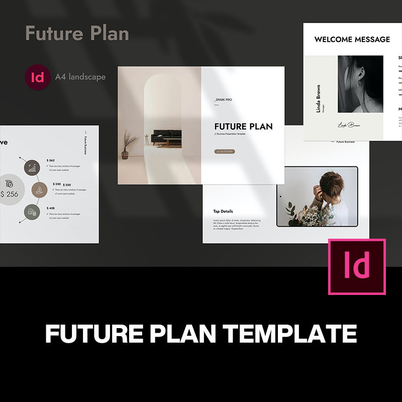 32页a4横版现代极简通用商业公司企业画册杂志排版设计id版式模板