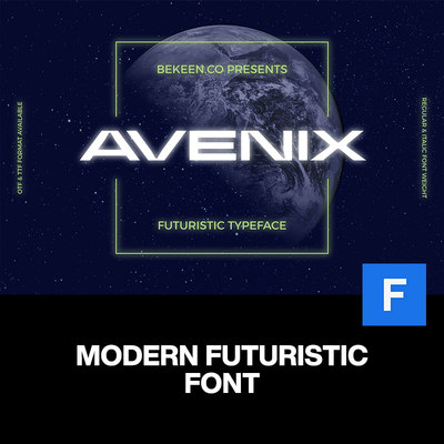 Avenix科幻未来主义极简科技品牌标识海报广告封面标题英文字体包