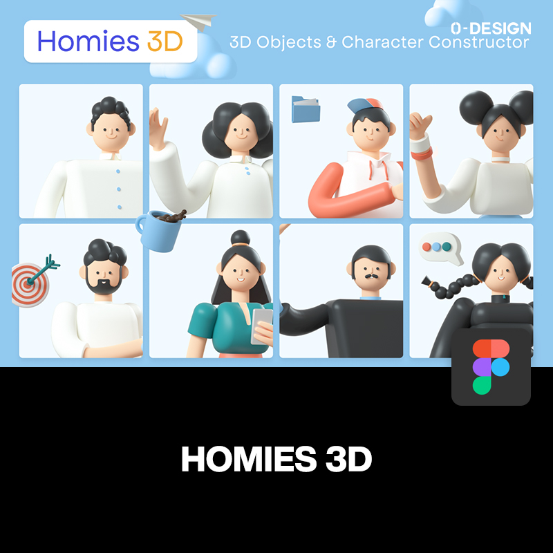 创意时尚3d立体小人可爱人物角色插图插画png免抠图片设计素材