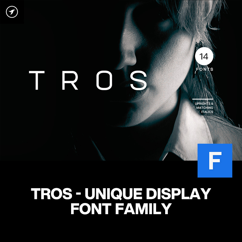 14款TROS品牌企业logo标识画册封面排版标题无衬线英文字体家族