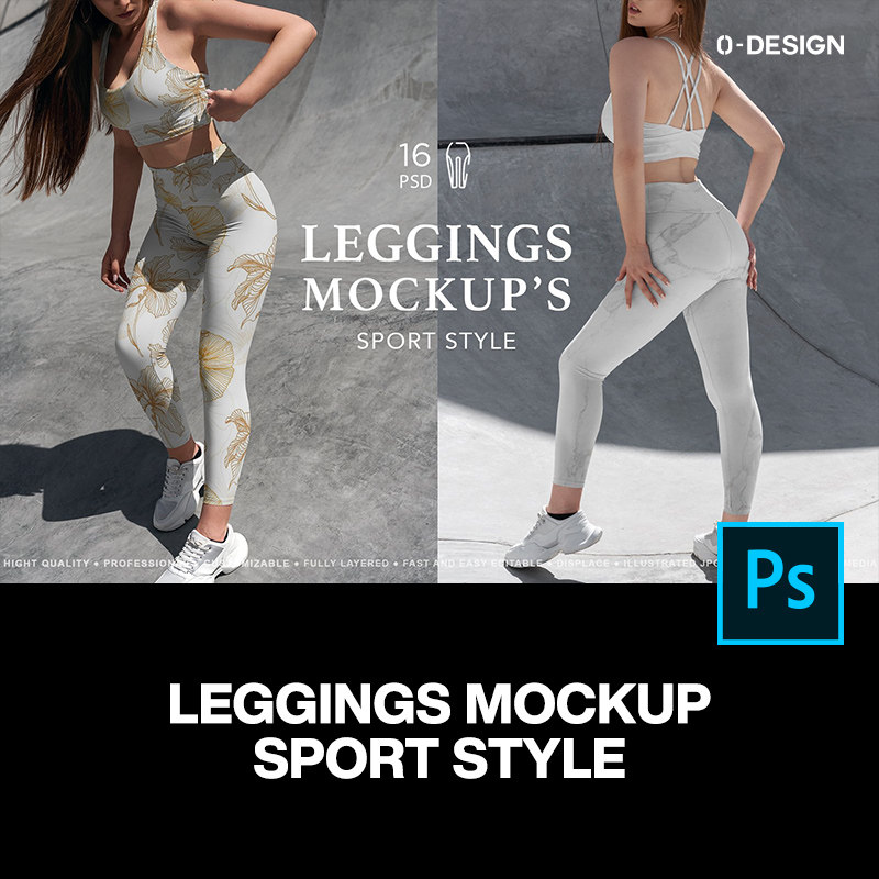 16款女模特瑜伽运动内衣紧身裤印花图案服装设计贴图ps样机素材