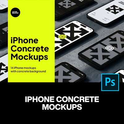 14款水泥工业风iPhone手机App应用ui界面设计作品贴图ps样机素材