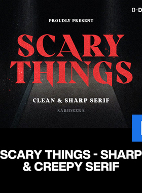 Scary Serif万圣节惊悚恐怖logo标识海报标题衬线英文字体素材