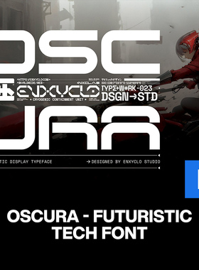 OSCURA极简未来科幻赛博朋克科技电竞游戏机能海报标题英文字体包