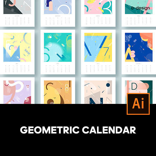 现代抽象极简轻奢几何图形装饰日历月历毕业封面海报矢量设计模板