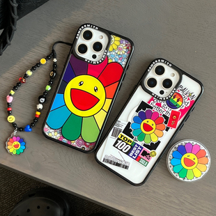 村上隆太阳花磁吸支架适用iPhone16promax强磁手机壳苹果15pro全包防摔14/13高级感12pm个性11plus可爱保护套