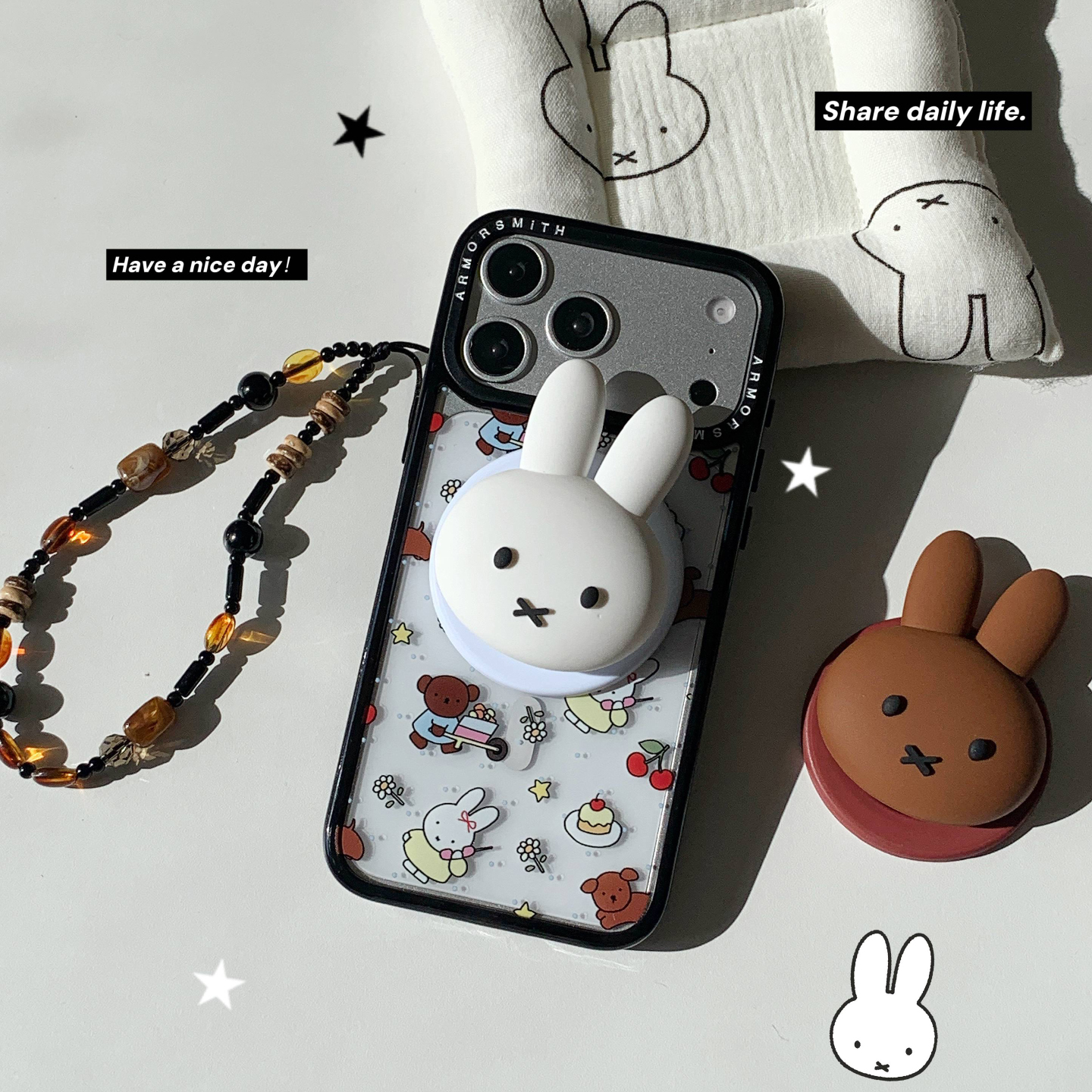 硅胶miffy米菲兔磁吸支架适用iPhone17promax强磁手机壳苹果16pro透明15pm可爱13magsafe14plus女17pm防摔套