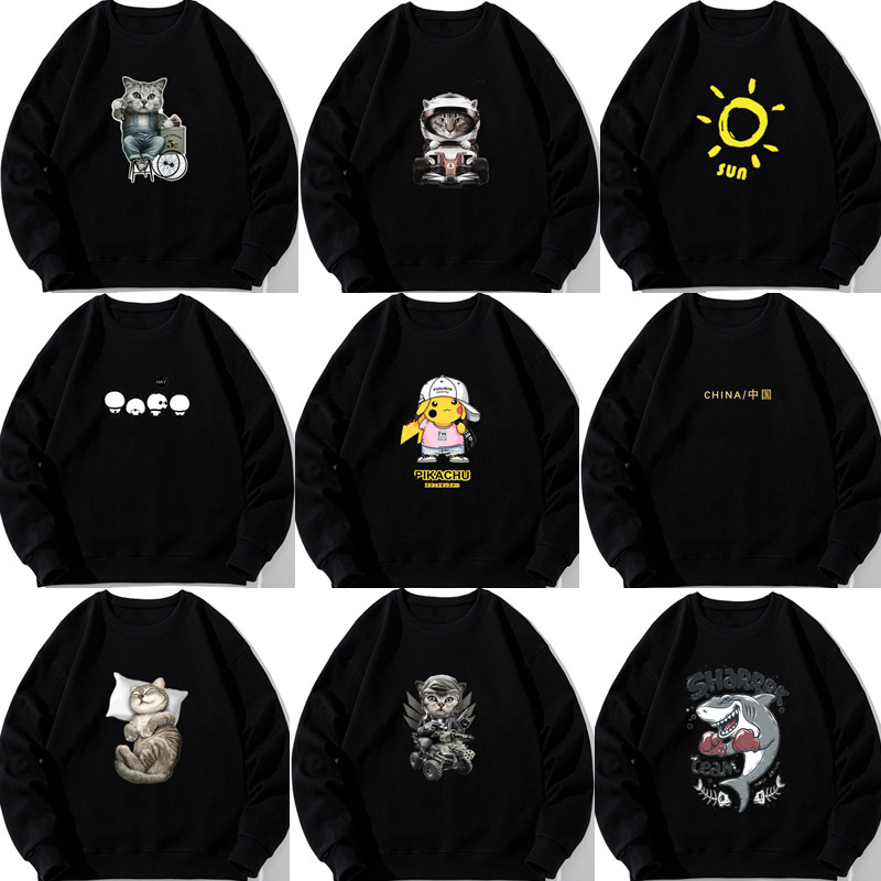 字母印花黑色卫衣长袖