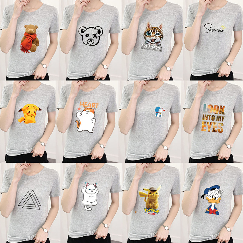 夏装灰色印花短袖上衣初高中