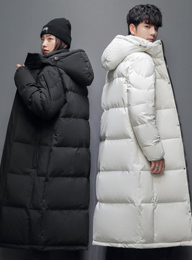 过年不打烊情侣长款过膝男士冬季户外羽绒服连帽外套潮流659