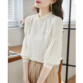 木耳边立领别致上衣遮肉显瘦内搭小衫 雪纺衫 法式 2026年新款 女春季