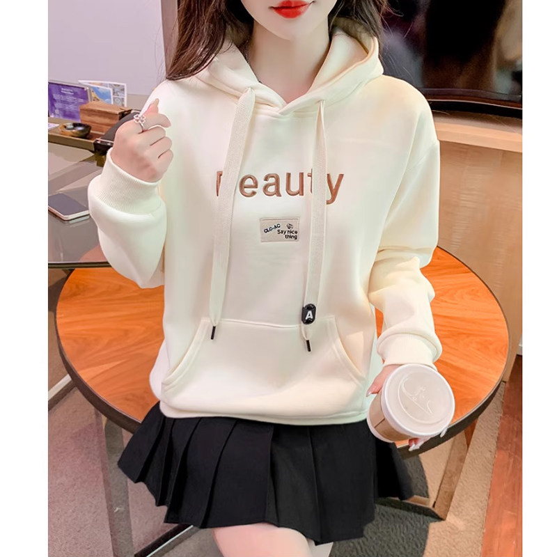 刺绣连帽卫衣韩版宽松加绒加厚