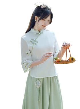 汉元素汉服套装裙改良旗袍上衣