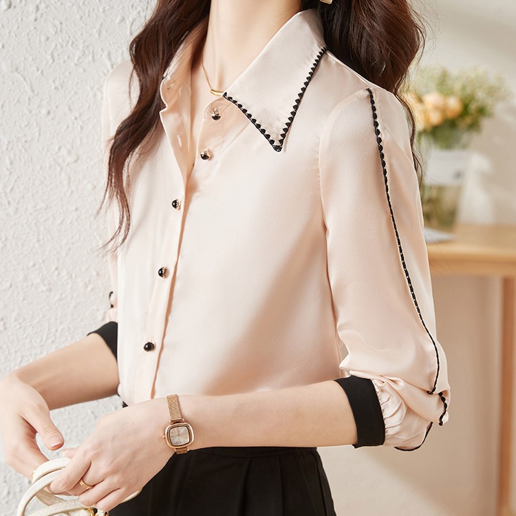 高级感抗皱免烫缎面衬衫女长袖
