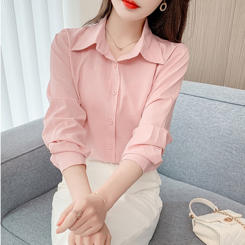 长袖衬衫女叠穿棉质衬衣