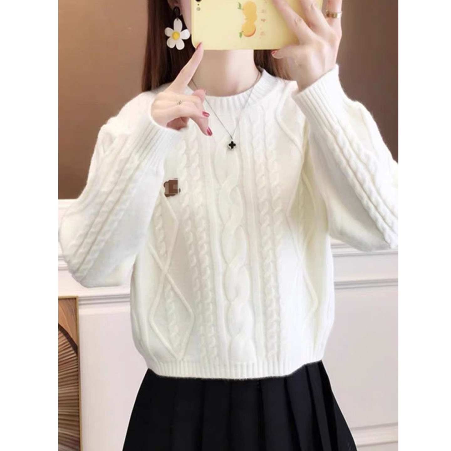 毛衣秋冬女款2026新款可外穿内搭打底长袖上衣软糯麻花套头针织衫,女装/女士精品,毛衣,淘宝优惠券,粉丝福利购,淘宝优惠卷