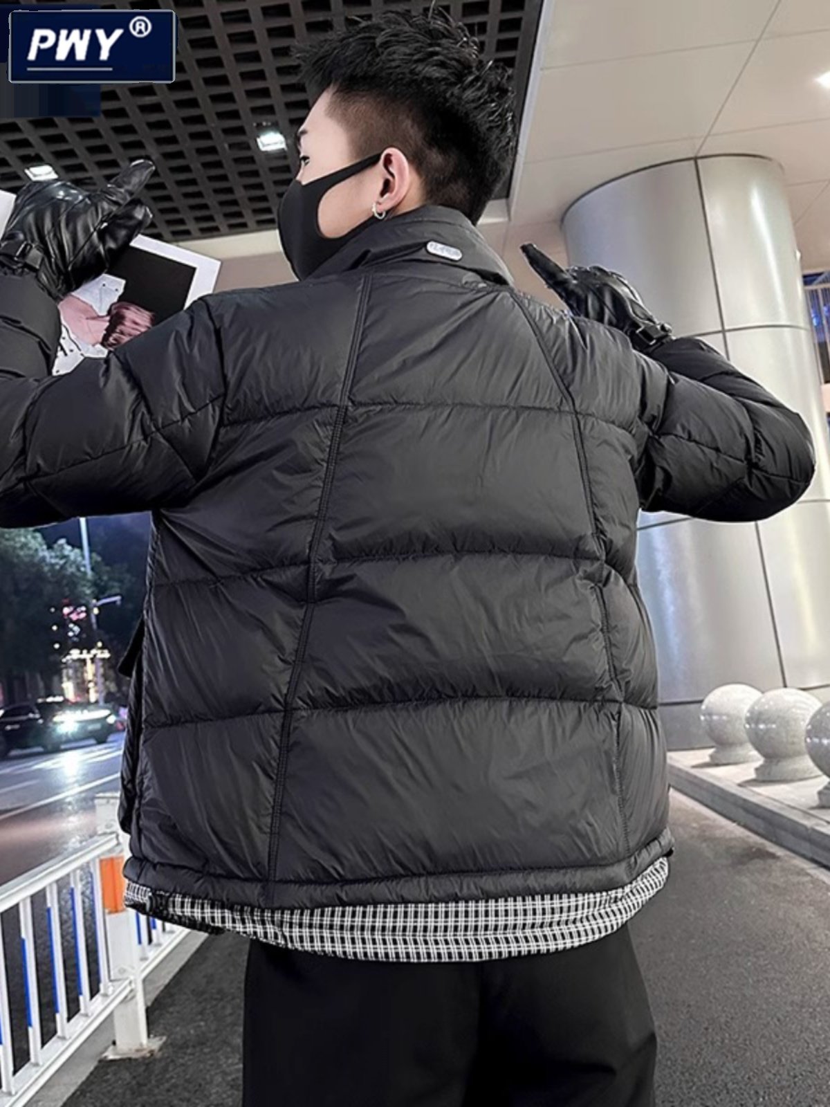 潮牌高端假两件羽绒服男士冬季2025新款保暖加厚立领工装上衣外套,男装,羽绒服,淘宝优惠券,粉丝福利购,淘宝优惠卷